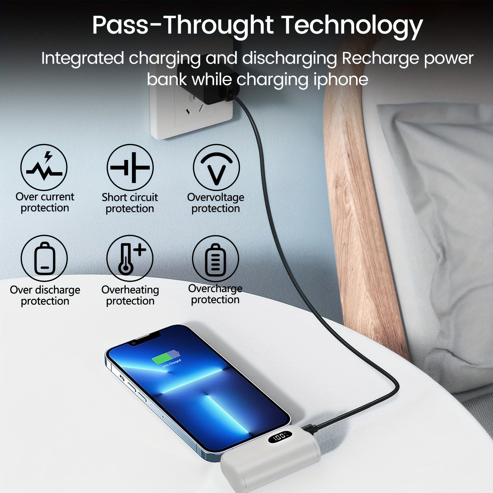 5000mAh Quick Charge Power Bank | Compact Type-C Connector w/ Built-in Stand for Travel