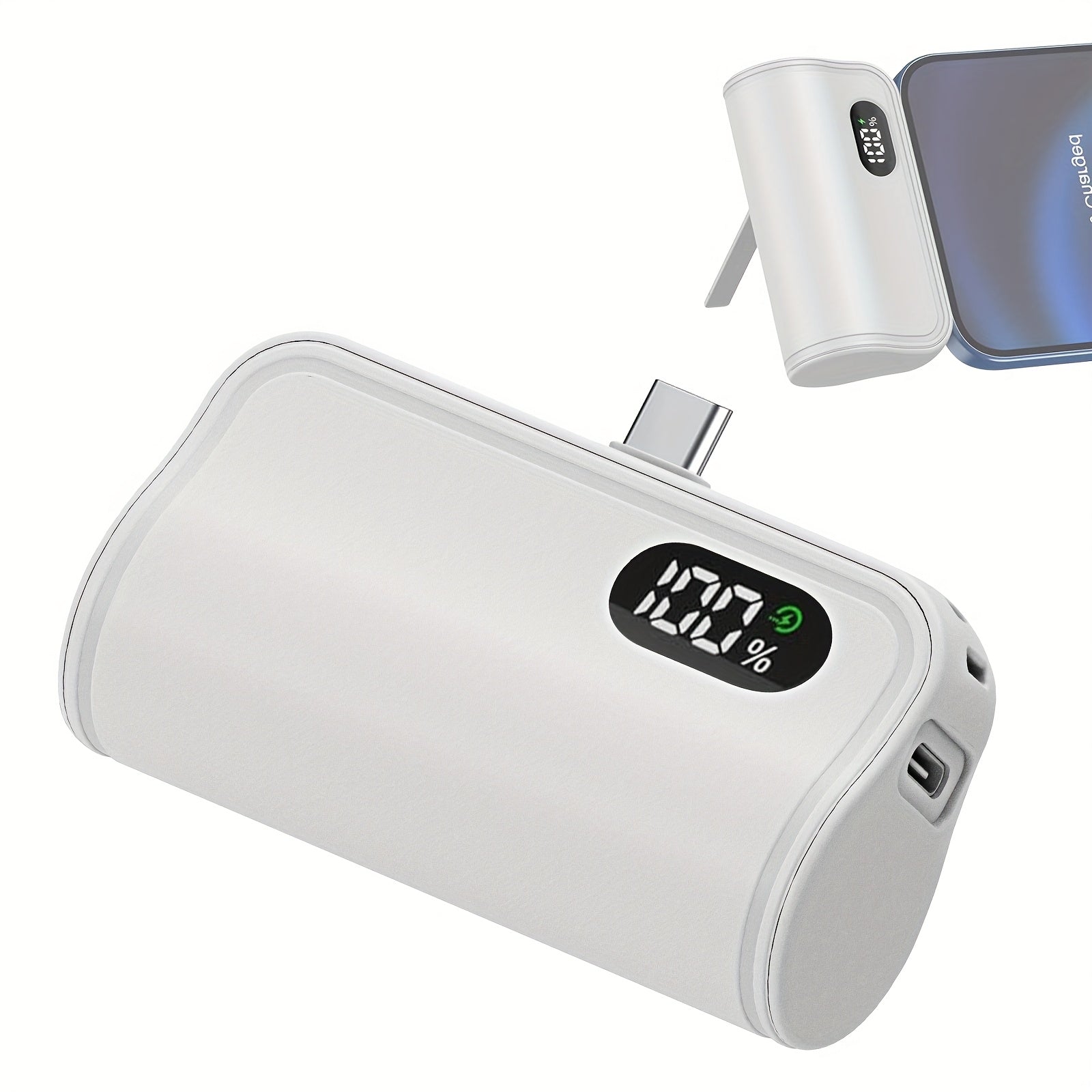 5000mAh Quick Charge Power Bank | Compact Type-C Connector w/ Built-in Stand for Travel