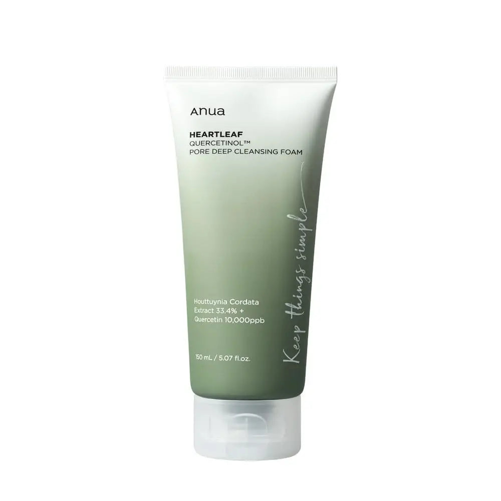 ANUA Heartleaf Quercetinol Pore Deep Cleansing Foam | BHA Salicylic Acid & Hyaluronic Acid | Calming, Non-Stripping Korean Skincare for Oily & Acne-Prone Skin (150ml)