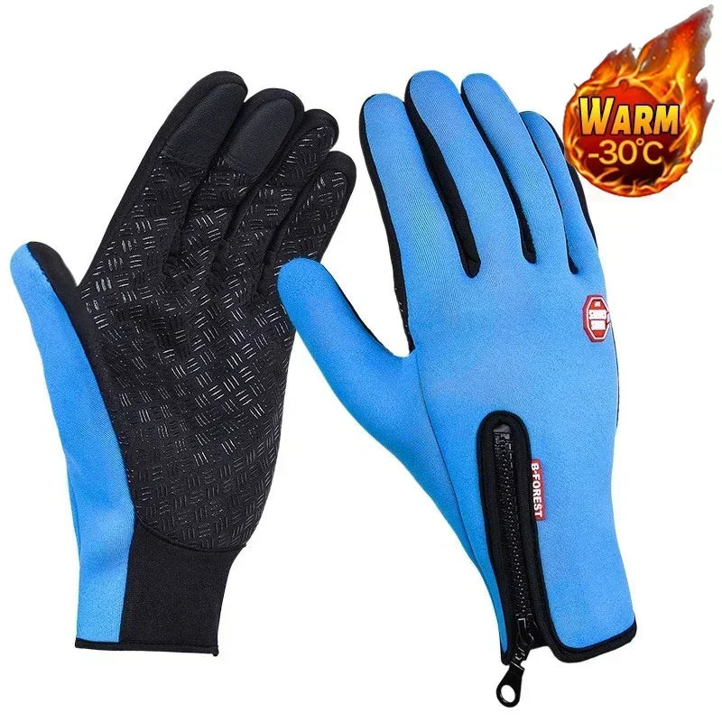 Men's Waterproof Winter Gloves | Touchscreen, Windproof, Zippered for Riding & Snowboarding