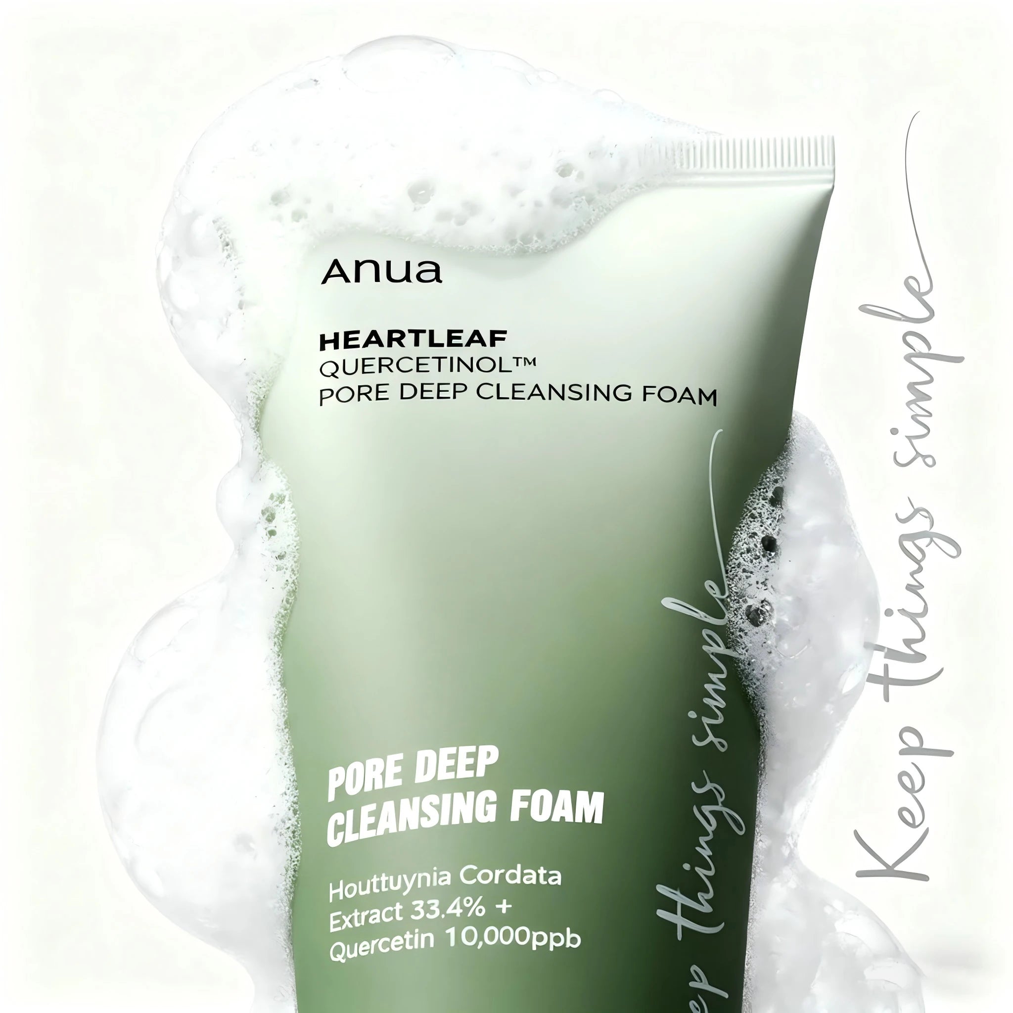 ANUA Heartleaf Quercetinol Pore Deep Cleansing Foam | BHA Salicylic Acid & Hyaluronic Acid | Calming, Non-Stripping Korean Skincare for Oily & Acne-Prone Skin (150ml)