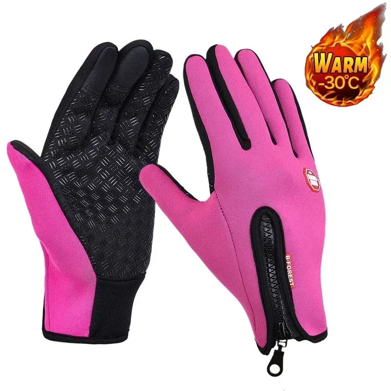 Men's Waterproof Winter Gloves | Touchscreen, Windproof, Zippered for Riding & Snowboarding