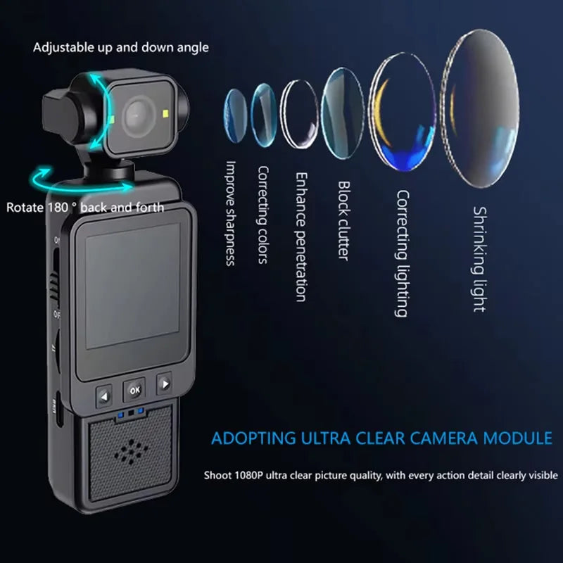 4K Handheld Sports Pocket Camera HD Display 180° Rotatable WiFi Wireless Video Recorder Built-in Fill Light Motion Camera