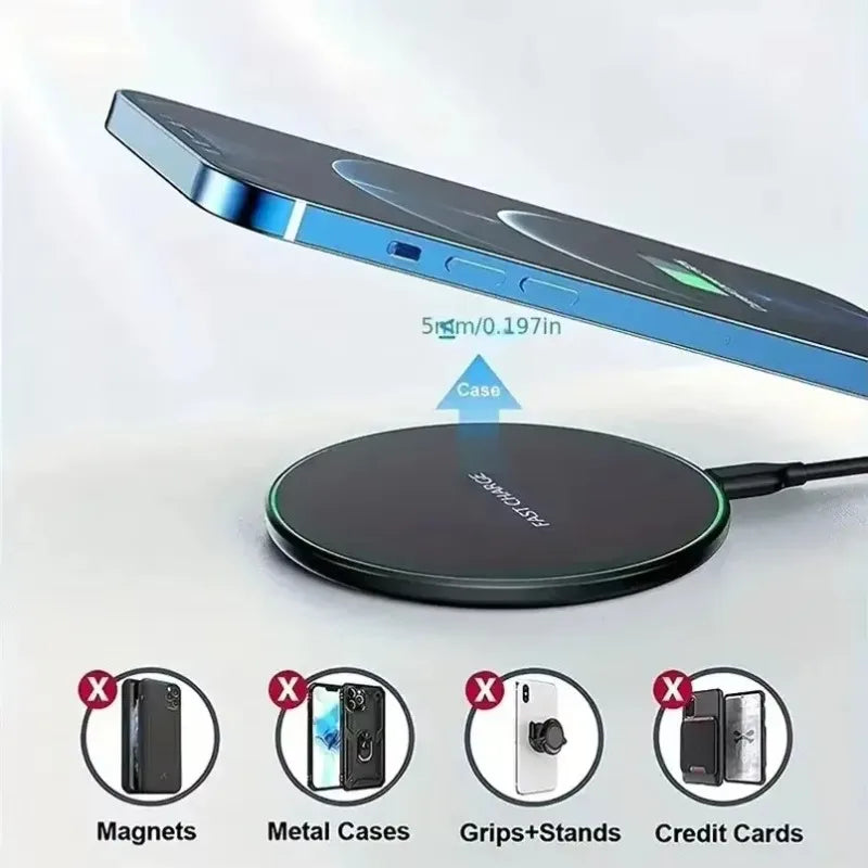 30W Wireless Charging Pad | Induction Fast Charger for iPhone, Samsung, & Universal Qi Devices