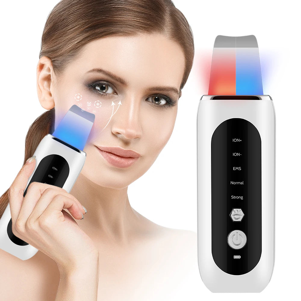 Ultrasonic Blackhead Remover | 4-in-1 ION Skin Scrubber | Deep Pore Cleansing Facial Shovel