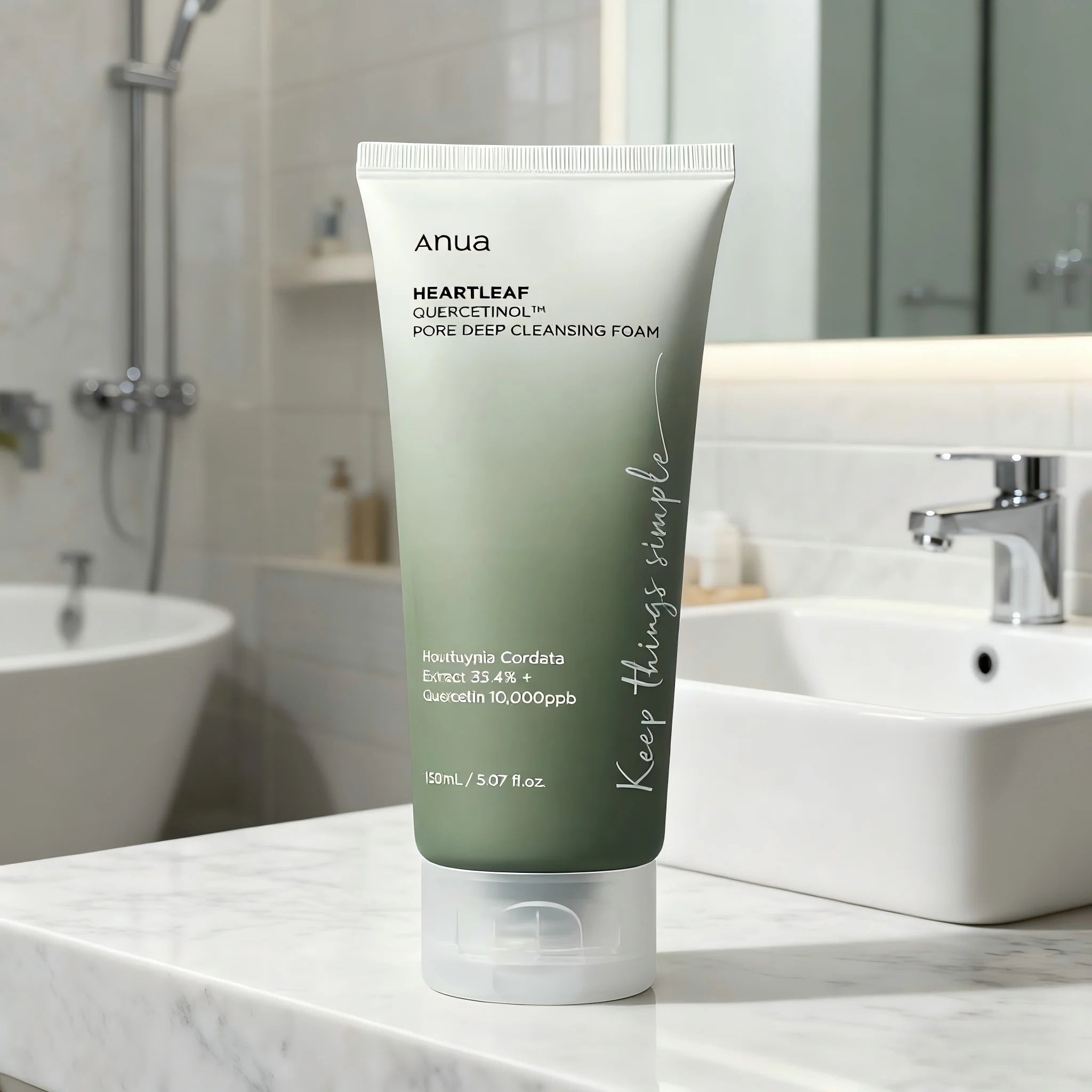 ANUA Heartleaf Quercetinol Pore Deep Cleansing Foam | BHA Salicylic Acid & Hyaluronic Acid | Calming, Non-Stripping Korean Skincare for Oily & Acne-Prone Skin (150ml)