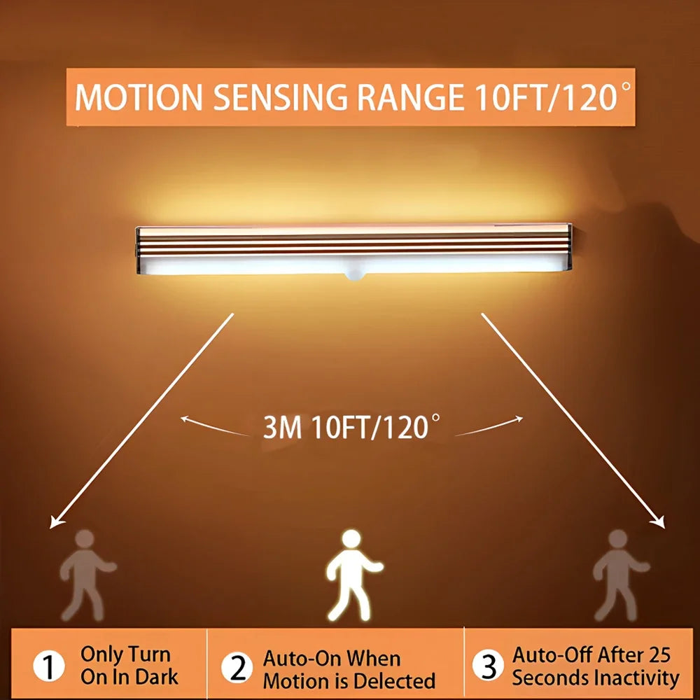 Wireless LED Motion Sensor Cabinet Light | USB Rechargeable Magnetic Under-Cabinet Lamp