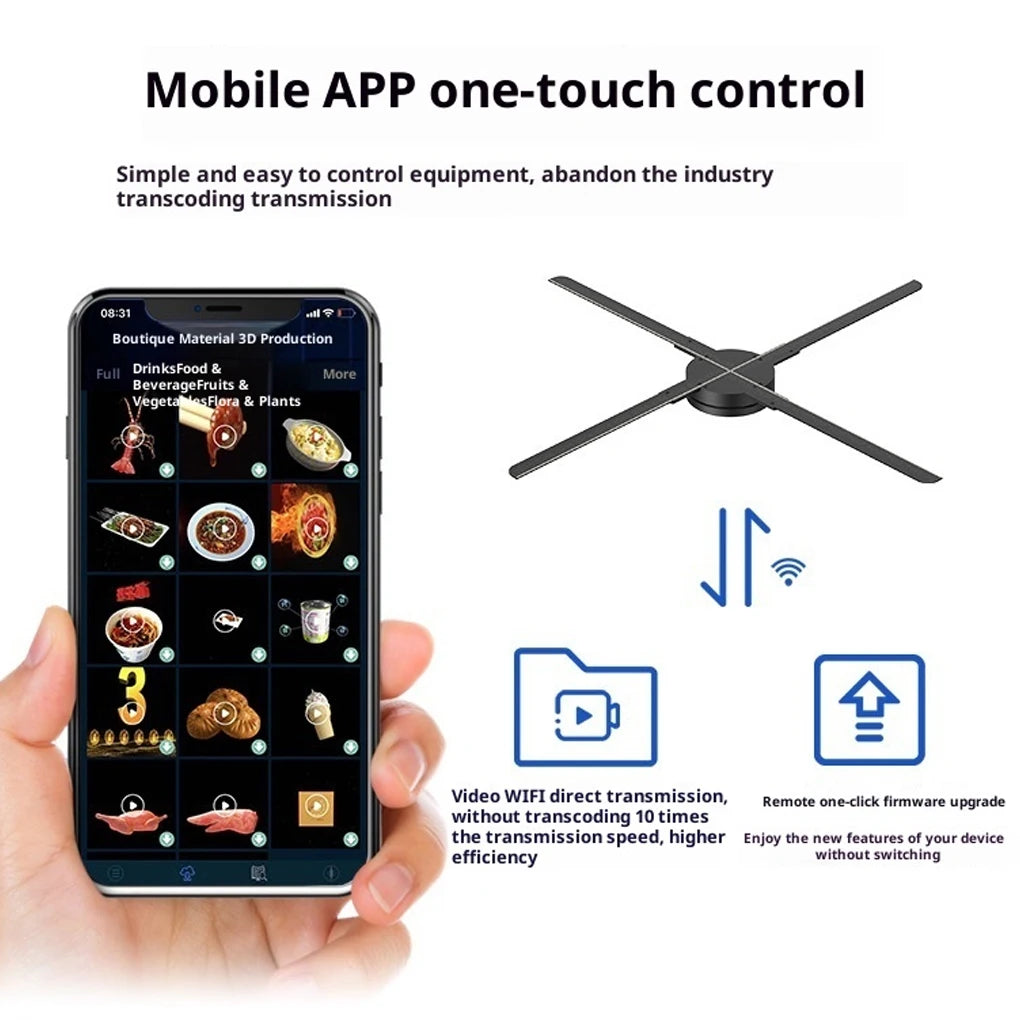 Rotating 3D Hologram Fan Projector | WiFi Remote & Custom ICONS Display Fan