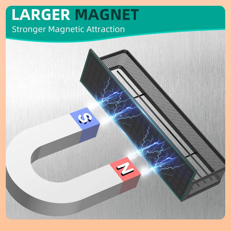 Magnetic Kitchen Organizer | Spice Rack, Utensil Holder, & Paper Towel Bar (No-Drill)