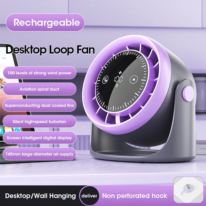 Touch Screen Silent Desk Fan | 100-Speed Adjustable Digital Display & Ultra-Quiet Cooling