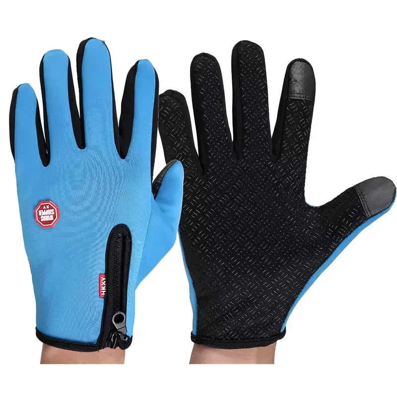 Men's Waterproof Winter Gloves | Touchscreen, Windproof, Zippered for Riding & Snowboarding