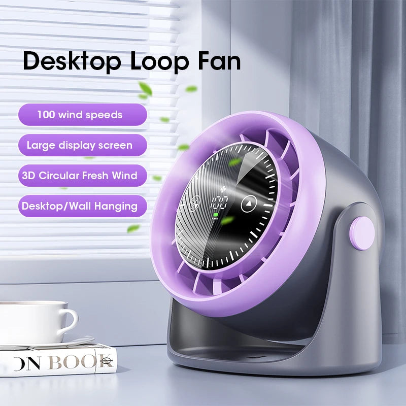 Touch Screen Silent Desk Fan | 100-Speed Adjustable Digital Display & Ultra-Quiet Cooling