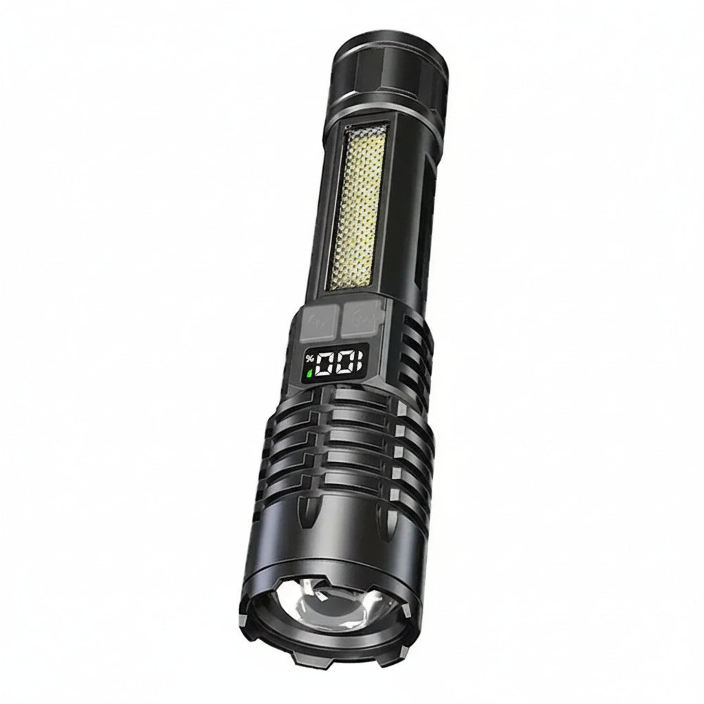 High Power COB LED Flashlight | TYPE-C Rechargeable Torch with Side Light for Camping