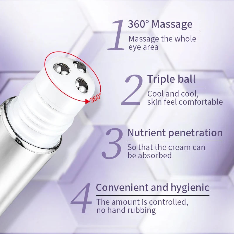 O'CHEAL Eye Cream Roller Massager | Anti-Wrinkle, Anti-Dark Circle, Hyaluronic Acid Formula