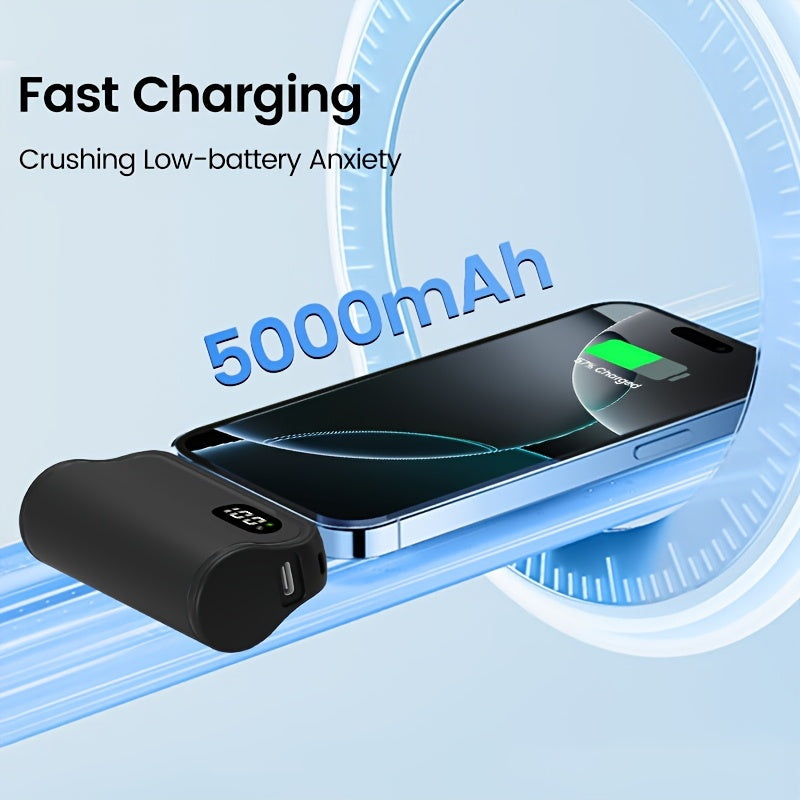 5000mAh Quick Charge Power Bank | Compact Type-C Connector w/ Built-in Stand for Travel